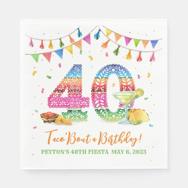 40th Birthday Fiesta Napkins (Front)