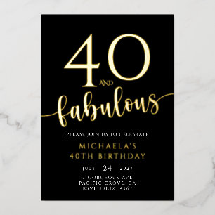 40th Birthday Fifty and Fabulous Birthday Foil Inv