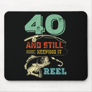 40th Birthday Fishing Turning 40 Fisherman Mens Pu Mouse Mat