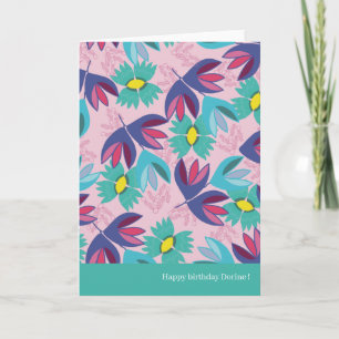 40th birthday floral green modern crocus feminine  card