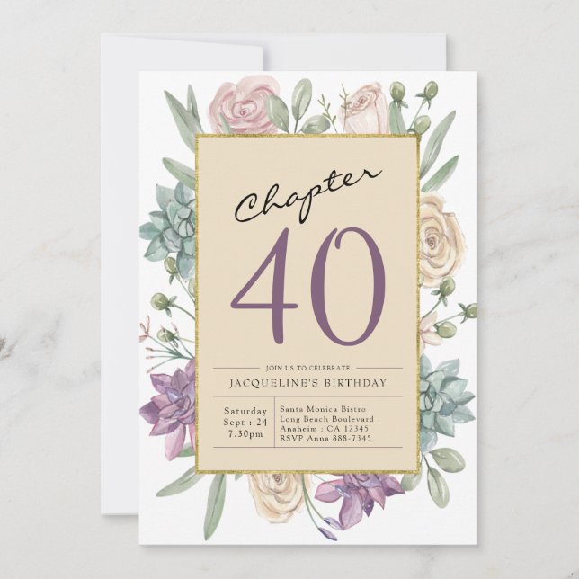 40th Birthday Floral Surprise Party Invitation (Front)