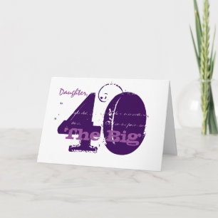 40th Birthday for daughter, purple text on white. Card