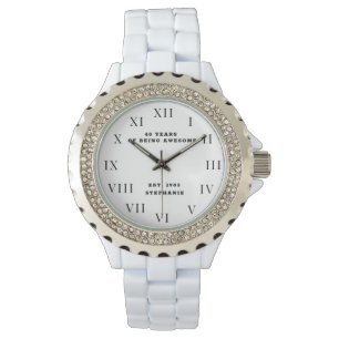 40th Birthday Forty Black Vintage Funny silver Watch