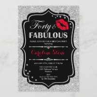 40th Birthday - Forty Fabulous Black Red Silver