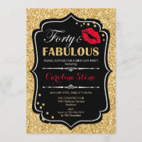 40th Birthday - Forty Fabulous Gold Black Red