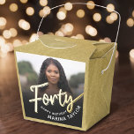 40th birthday Forty script gold black photo  Favour Box<br><div class="desc">Forty gold script and gold look two sided photo party favour boxes. Personalise this 40th birthday party script photo favour box with your own birthday girls name and photo of your birthday girl or boy. Other years and matching items are available and can be created by request. © Original design...</div>