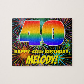 40th Birthday: Fun, Colorful Celebratory Fireworks Jigsaw Puzzle