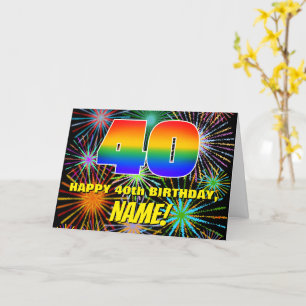 40th Birthday: Fun, Colourful Celebratory Firework Card