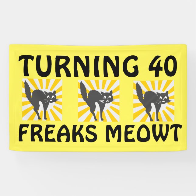 40TH BIRTHDAY FUNNY CAT BANNER (Horizontal)
