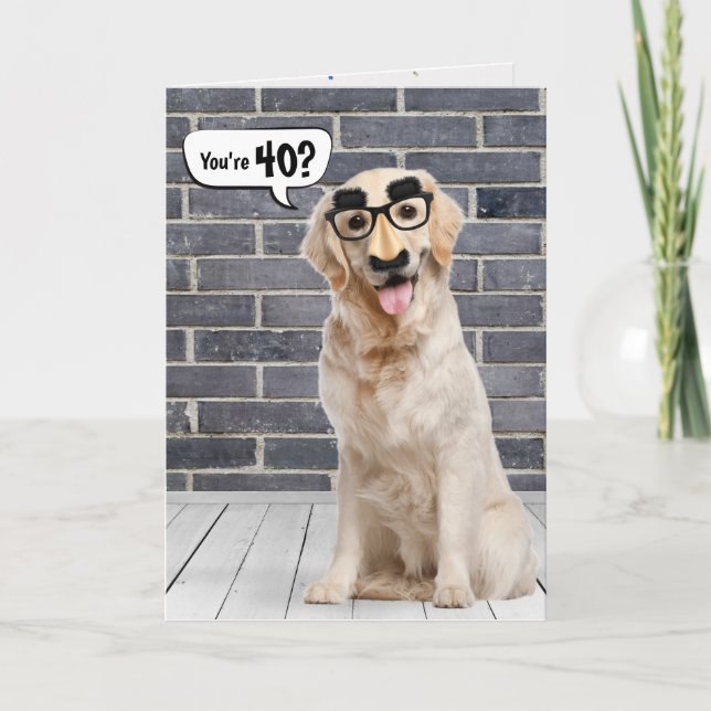 40th Birthday Funny Golden Retriever Card (Front)