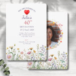 40th Birthday Garden Floral Wild Meadow Photo Invitation<br><div class="desc">Introducing the 40th Birthday wild meadow flowers party invitation. As unique as the beautiful person celebrating that special milestone event. A soft,  elegant and gentle design with a touch of pastel watercolors. Easily add your party details and a favourite photo to call family and friends together in celebration.</div>