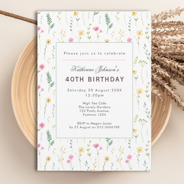 40th Birthday Garden Party High Tea Invitation (Creator Uploaded)