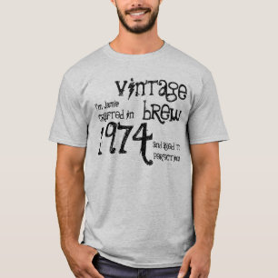 40th Birthday Gift 1974 Vintage Brew Grey Black T-Shirt