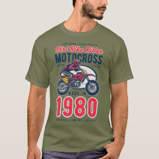 40th Birthday Gift 1980 Vintage Dirt Bike Racing T-Shirt