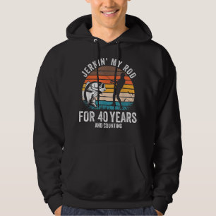 40th Birthday Gift for Fisherman Men Funny Fishing Hoodie