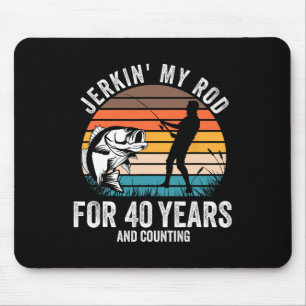 40th Birthday Gift For Fisherman Men Funny Fishing Mouse Mat