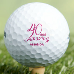 40th Birthday Gift for Sister Pink Script Chic Golf Balls
