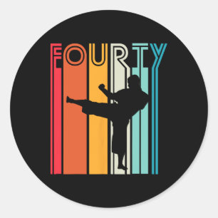 40th Birthday Gift Karate Retro Taekwondo Martial  Classic Round Sticker