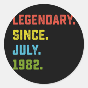 40th Birthday Gift Legendary Since July 1982 40 Classic Round Sticker