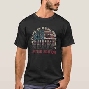 40Th Birthday Gift Men Vintage 1982 40 Years Old - T-Shirt