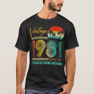 40th Birthday Gift Men Women Vintage 1981 Retro T-Shirt
