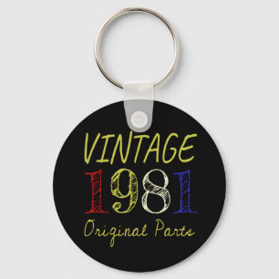 40th Birthday Gift Retro Vintage 1981 Key Ring