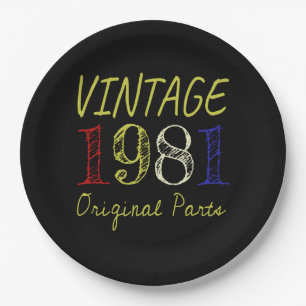 40th Birthday Gift Retro Vintage 1981 Paper Plate