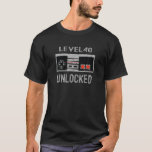 40Th Birthday Gifts Level 40 Unlocked Video Gamer T-Shirt<br><div class="desc">Vintage 40th Birthday . Gift for any gamer turning 40. 40th birthday gift ideas for men and women that love video games. Level 40 Unlocked tshirt 40th video game birthday party. For anyone who is levelling up on their 40th birthday. 40th birthday gift shirt with this gamer birthday t-shirt.</div>