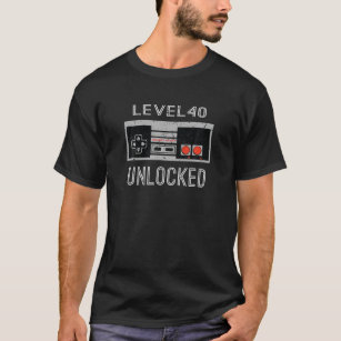 40Th Birthday Gifts Level 40 Unlocked Video Gamer T-Shirt