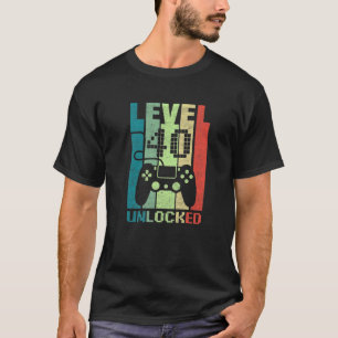 40Th Birthday Gifts Level 40 Unlocked Video Gamer T-Shirt