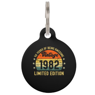 40th birthday gifts vintage 1982 limited edition pet tag