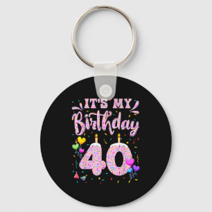 40th birthday girl doughnut happy 40 years old lad key ring