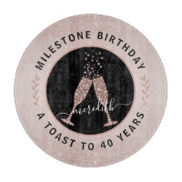 40th Birthday Glitter Champagne Toast Blush Pink