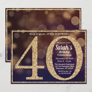 40th Birthday Glitter Milestone Invitation