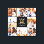 40th birthday gold black photo collage birthday canvas print<br><div class="desc">Celebrate your 40th birthday in style with these black and gold effect 40th birthday design. A modern design with script text and bold graphics. Change the colour to customise. Part of a collection.</div>