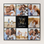 40th birthday gold black photo collage birthday  jigsaw puzzle<br><div class="desc">Celebrate your 40th birthday in style with these black and gold effect 40th birthday design. A modern design with script text and bold graphics. Change the colour to customise. Part of a collection.</div>