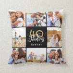 40th birthday gold black photo collage birthday th cushion<br><div class="desc">Celebrate your 40th birthday in style with these black and gold effect 40th birthday design. A modern design with script text and bold graphics. Change the colour to customise. Part of a collection.</div>