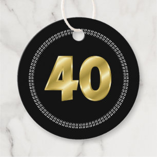 40th birthday gold black thank you forty elegant favour tags