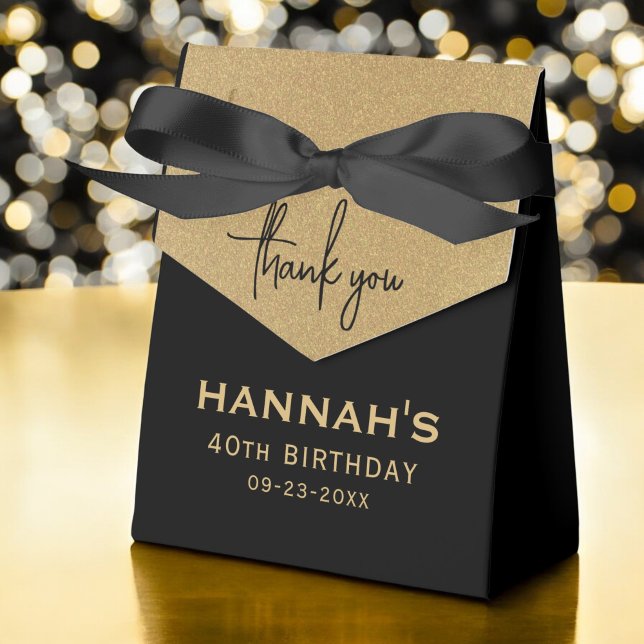 40th Birthday Gold Foil Name Script Thank You Favour Box (Creator Uploaded)