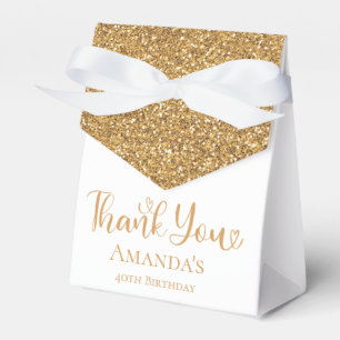 40th Birthday Gold Glitter Thank You Favour Box