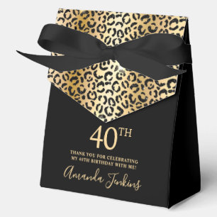 40th Birthday Gold Leopard Print Thank You Favour Box