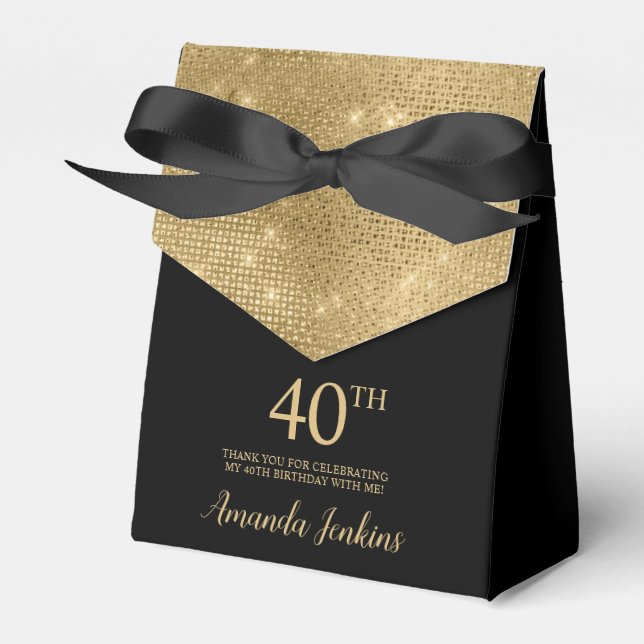 40th Birthday Gold Thank You Favour Box (Front Side)