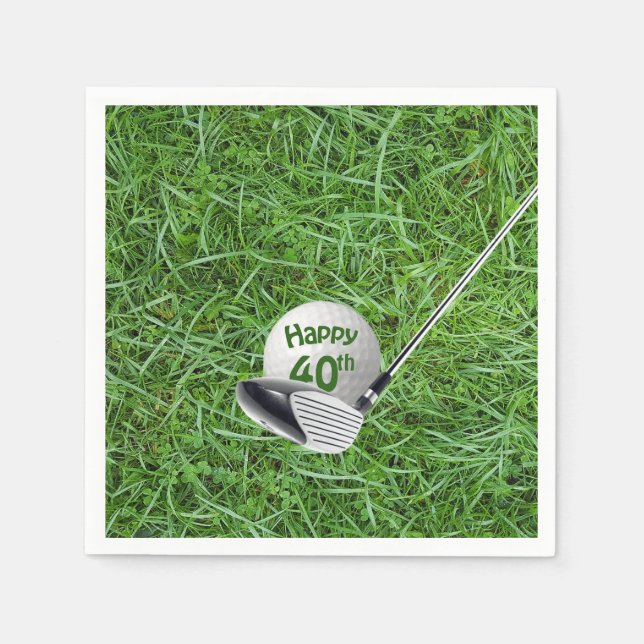 40th Birthday Golf Ball and Club Napkins (Front)