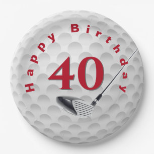 40th Birthday Golf Ball Design Paper Plate