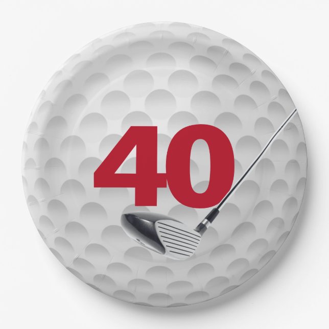 40th Birthday Golf Ball Design Paper Plate (Front)