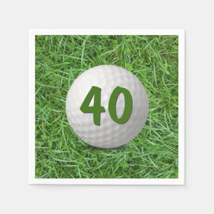 40th Birthday Golf Ball on Grass Napkin