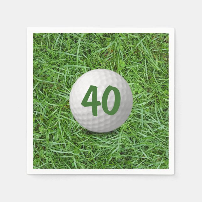 40th Birthday Golf Ball on Grass  Napkins (Front)
