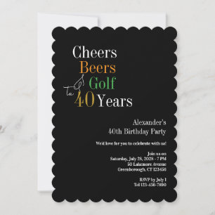 40th Birthday Golf Beers Cheers Party Invitation