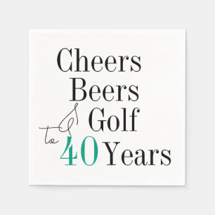40th Birthday Golf Cheers and Beers Party Napkin