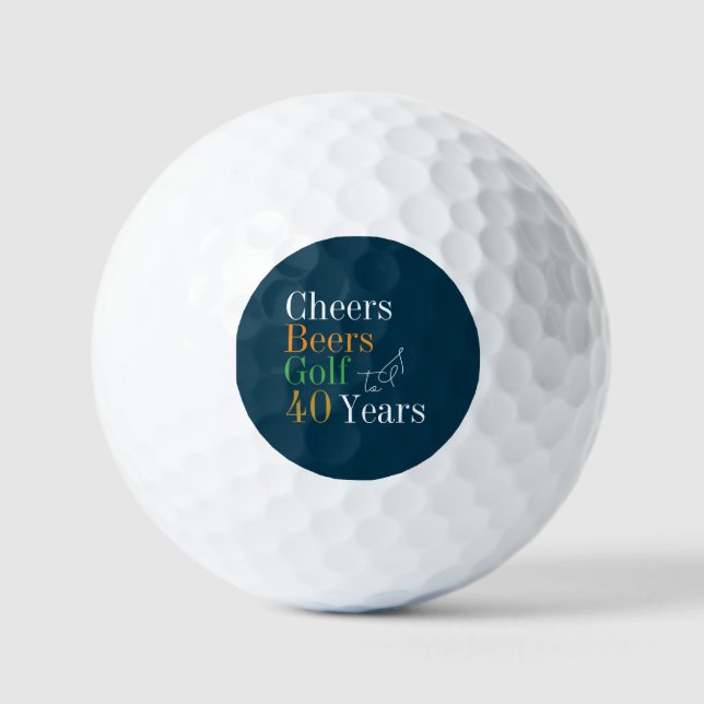 40th Birthday Golf Cheers Beers Green Golf Balls (Front)